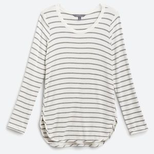 EUC Striped Curve Hem Tunic